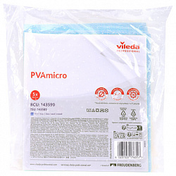 Салфетки VILEDA PROFESSIONAL "ПВАмикро", КОМПЛЕКТ 5 шт., искусственная замша, голубая, 35х38 см, 143590/754471