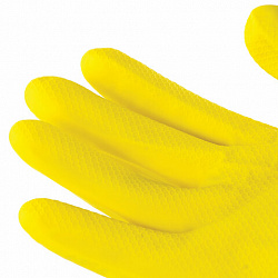 Перчатки МНОГОРАЗОВЫЕ латексные LAIMA "ПРЕМИУМ", хлопчатобумажное напыление, СВЕХПЛОТНЫЕ, размер L (большой), желтые, вес 65 г, 600272