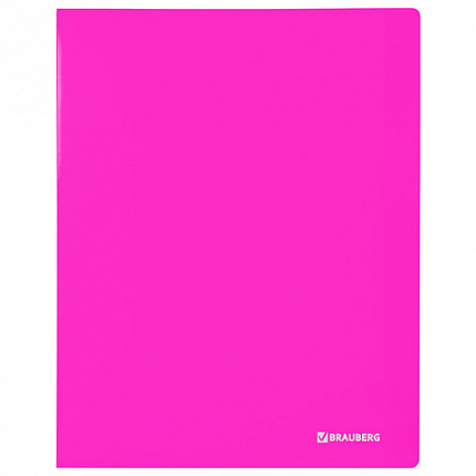 Папка на 2 кольцах BRAUBERG "Neon", 25 мм, внутренний карман, неоновая розовая, до 170 листов, 0,7 мм, 227458