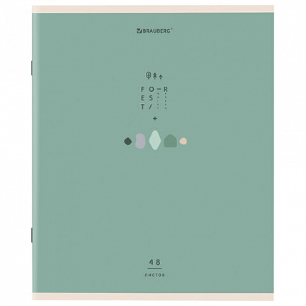 Тетрадь А5 48 л. BRAUBERG скоба, клетка, обложка картон, "Natural" (микс в спайке), 404359