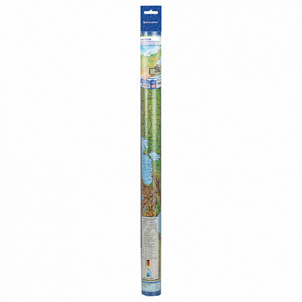 Карта России физическая 157х107 см, 1:5,5М, с ламинацией, интерактивная, европодвес, BRAUBERG, 112398