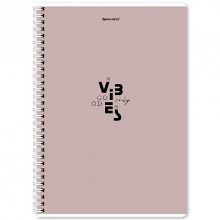 Тетрадь А4, 96 л., BRAUBERG, гребень, клетка, матовая ламинация, "Пастель_3" (микс в спайке), 405320