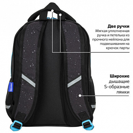 Рюкзак BRAUBERG OPTIMA, 2 отделения, с брелоком, "Открытый космос", 36х27х18 см, 272095