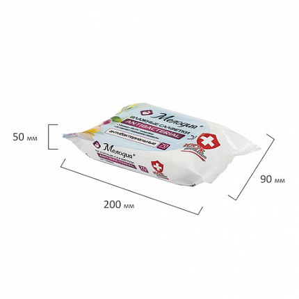 Салфетки влажные 70 шт., АНТИБАКТЕРИАЛЬНЫЕ, МЕЛОДИЯ, 129897