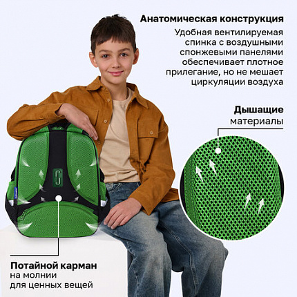 Ранец BRAUBERG FIT, 2 отделения, "Ночной воин", 38х27х14 см, 272023