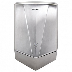 Сушилка для рук ВЫСОКОСКОРОСТНАЯ АНТИВАНДАЛЬНАЯ SONNEN K2022A, 1300 Вт, 150 м/с, IPX1, 72 дБ, нержавеющая сталь, 607191