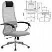 Кресло офисное МЕТТА "SU-B-8" хром, ткань-сетка, сиденье мягкое, светло-серое