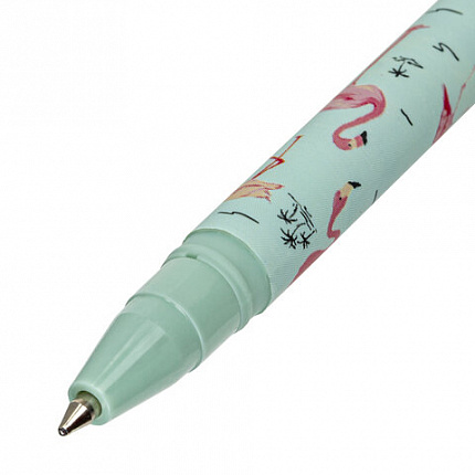 Ручка шариковая BRAUBERG SOFT TOUCH STICK "FLAMINGO", СИНЯЯ, мягкое покрытие, узел 0,7 мм, 143705