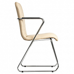 Кресло для приемных и переговорных BRABIX "Visit CF-101", хром, экокожа, бежевое, 532560