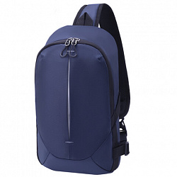 Рюкзак однолямочный HEIKKI SPORTING (ХЕЙКИ), светоотражающая полоса, синий, 37х23х10 см, 273904