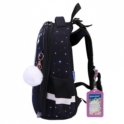 Ранец BRAUBERG PREMIUM, 2 отделения, с брелком, "White kitten", СВЕТЯЩИЙСЯ, 38х29х16 см, 274392