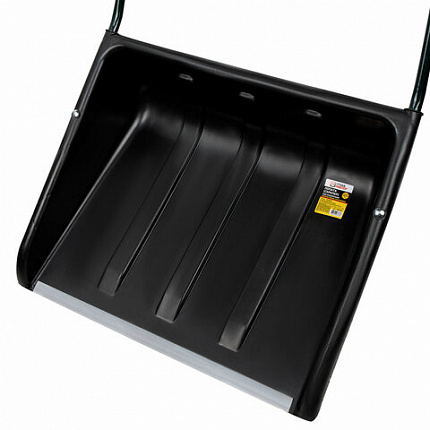 Лопата снеговая СКРЕПЕР 58х45 см пластиковый ЧЕРНЫЙ, алюминиевая планка, рукоятка 100 см, прочный, ГРАНДМАСТЕР, 700343