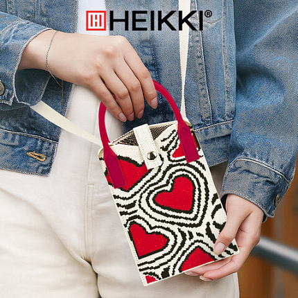 Сумочка-органайзер повседневная HEIKKI KNIT (ХЕЙКИ) кросс боди, вязаная, 17х12х5 см, "Red and black", 273796