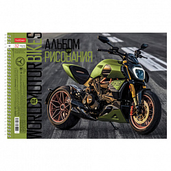 Альбом для рисования А4 32 л., спираль, обложка картон, HATBER, 198х300 мм, "Мото" (5 видов), 074763, 32А4Всп
