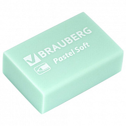 Ластики BRAUBERG "Pastel Soft" НАБОР 12 шт., размер ластика 31х20х10 мм, экологичный ПВХ, 229598