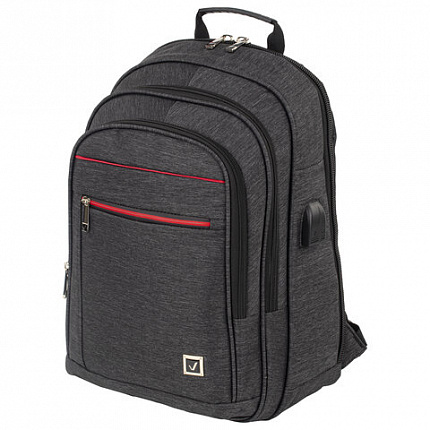 Рюкзак BRAUBERG FUNCTIONAL с отделением для ноутбука, 3 отделения, USB-порт, "Progress", 48х14х34 см, 229873