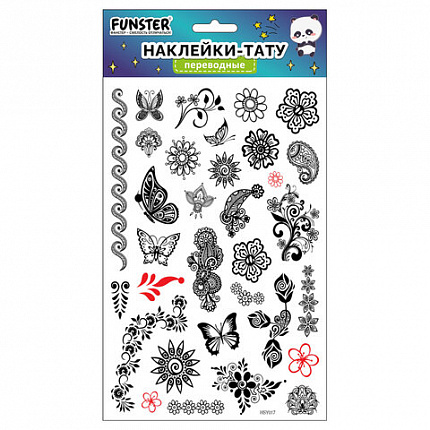 Наклейки-тату переводные "Ассорти", 29х15,5 см, ассорти 12 видов, FUNSTER (ФАНСТЕР), 666106