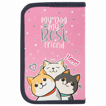 Пенал ПИФАГОР, 1 отделение, ламинированный картон, 19х11 см, "Best team", 272240