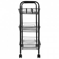 Этажерка (тележка) BOOMHOUSE (БУМХАУС) RC-003 3 яруса, на колесах, В62,5хШ42,5хГ25,5 см, металл, черная, 701455
