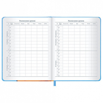 Дневник 1-11 класс 48 л., кожзам (твердая), печать, резинка, конверт, BRAUBERG, "Опять в школу", 107231