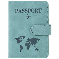 Обложка для паспорта и документов с защитой от считывания, 9 карманов, магнит, экокожа, бирюзовая, BRAUBERG, 238754