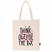 Сумка шоппер BRAUBERG, канвас, 40х35 см, бежевый, "Think outside the box", 271898