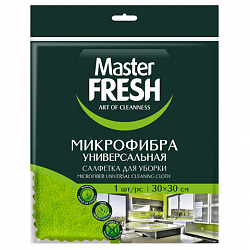 Салфетка из МИКРОФИБРЫ универсальная 30х30 см, зеленая, 250 г/м2, Master FRESH