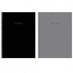 Тетрадь А4, 120 л., BRAUBERG, гребень, клетка, матовая ламинация, "Minimal Classic", 405640