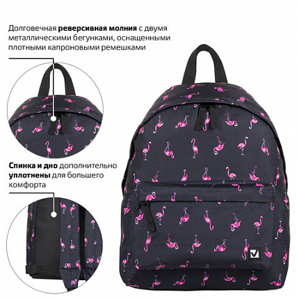 Рюкзак BRAUBERG СИТИ-ФОРМАТ универсальный, "Flamingo", синий, 41х32х14 см, 226404