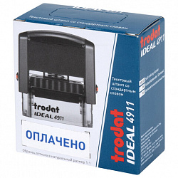 Штамп стандартный "ОПЛАЧЕНО", оттиск 38х14 мм, синий, TRODAT IDEAL 4911 DB-1.2, 161487/214130