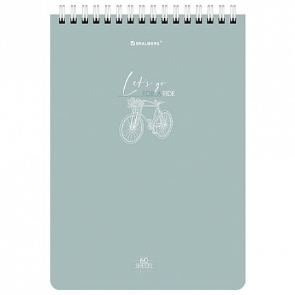 Блокнот А5 (146х206 мм), 60 л., гребень, картон, клетка, BRAUBERG, "Pastel", 114362