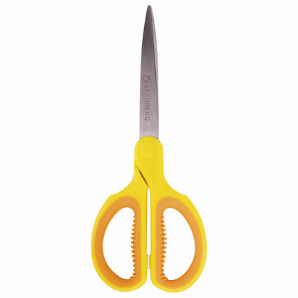 Ножницы BRAUBERG "Original", 155 мм, оранжево-желтые, ребристые резиновые вставки, 236450