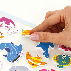 Наклейки обучающие тематические из EVA "Морские обитатели", 20х40 см, многоразовые, ЮНЛАНДИЯ, 663771