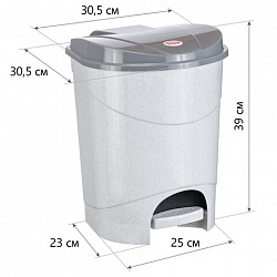 Ведро мусорное с КРЫШКОЙ и ПЕДАЛЬЮ 19 литров, 39х30,5х30,5 см, серое, IDEA, М2892