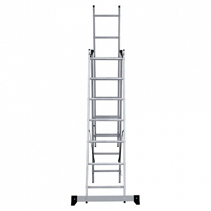Лестница-трансформер 3-х секционная 3х7 ступеней, высота 4,5 м (3 секции по 1,9 м), нагрузка 150 кг, алюминий, НОВАЯ ВЫСОТА, 1230307