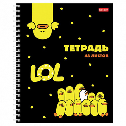 Тетрадь А5 48 л., HATBER гребень, клетка, выборочный лак, "Мы - утята!" (микс в спайке), 079683, 48Т5вмВ1гр
