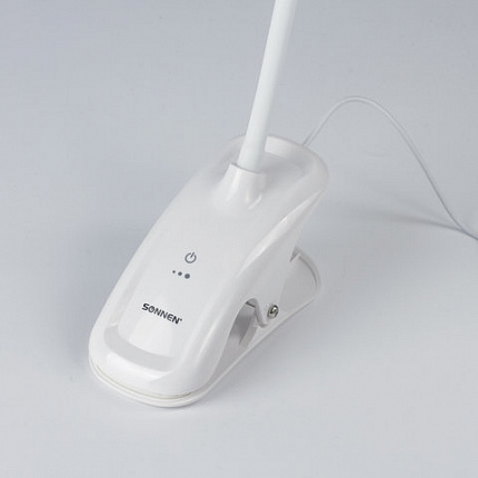 Настольная лампа-светильник SONNEN BR-819C, на прищепке, светодиодная, 8 Вт, белый, 236667