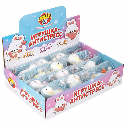 Игрушка-антистресс "ЗАИНЬКА", 8 см, ассорти 4 цвета, дисплей, JOLLY JOT (ДЖОЛЛИ ДЖОТ), 665800