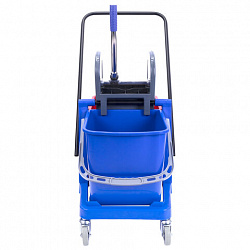 Тележка уборочная BRABIX, 2 съемных ведра 23 л, механический отжим, пластиковый каркас, 606659