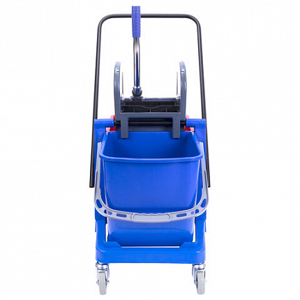 Тележка уборочная BRABIX, 2 съемных ведра 23 л, механический отжим, пластиковый каркас, 606659