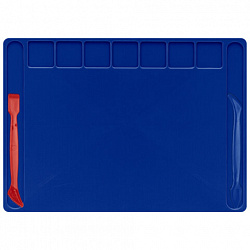 Доска для лепки А4, 280х200 мм, BRAUBERG KIDS, синяя, 7 отделений для пластилина, 2 стека, 274256