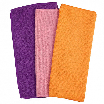 Салфетки из МИКРОФИБРЫ универсальные 25х25 см, КОМПЛЕКТ 12 шт., ассорти, 180 г/м2, ЛЮБАША, 603938