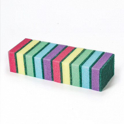 Губки для посуды 9,6х6,4х2,7 см, КОМПЛЕКТ 10 шт., MAXI, поролон с абразивным слоем, LAIMA К0003, 601552