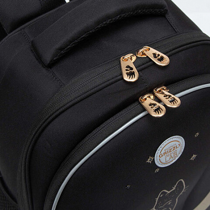Ранец GRIZZLY анатомическая спинка, c брелоком, для девочек, "Кот и месяц", 36х28х20 см, RAz-286-1/1
