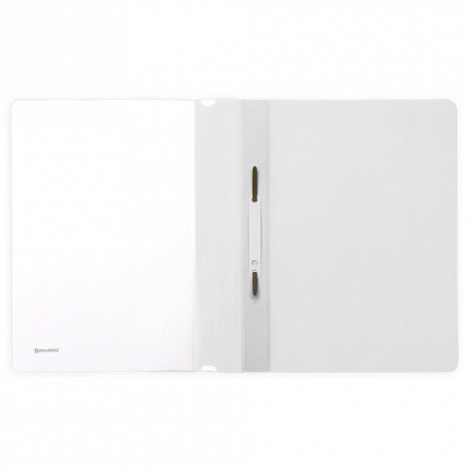 Скоросшиватель пластиковый BRAUBERG, А4, 130/180 мкм, белый, 228676