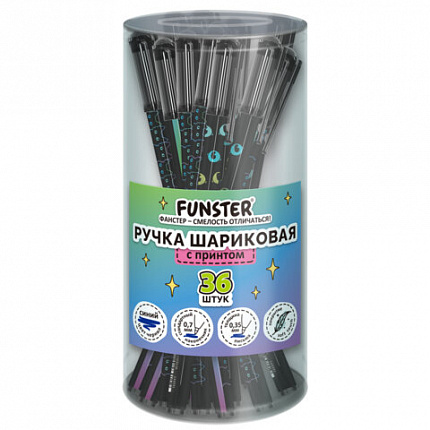 Ручка шариковая с принтом FUNSTER STICK "BLACK CAT", СИНЯЯ, SOFT TOUCH покрытие, узел 0,7 мм, линия 0,35 мм, 144391