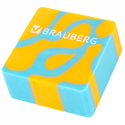 Ластик BRAUBERG "CLARITY", 34х34х14 мм, квадратный, экологичный ПВХ, ассорти, 272732