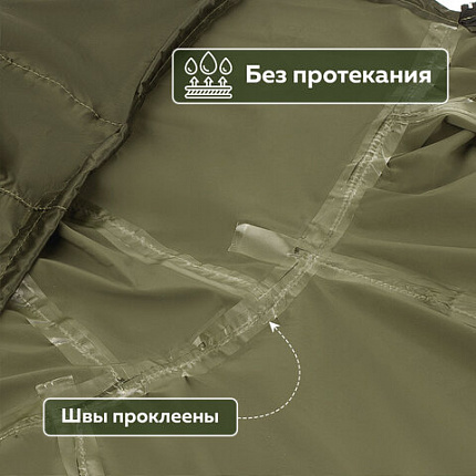 Дождевик-плащ цвета хаки на молнии многоразовый с ПВХ-покрытием, размер 52-54 (XL), рост 170-176, ГРАНДМАСТЕР, 610847