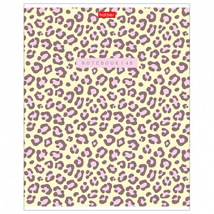 Тетрадь обложка пластик, А5 48л. скоба, клетка, HATBER, LEO-принт (микс в спайке), 09, 48Т5В1пл