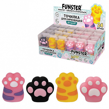 Точилка фигурная FUNSTER (ФАНСТЕР) "Лапка 1", 1 отверстие, ассорти, в дисплее, 274058